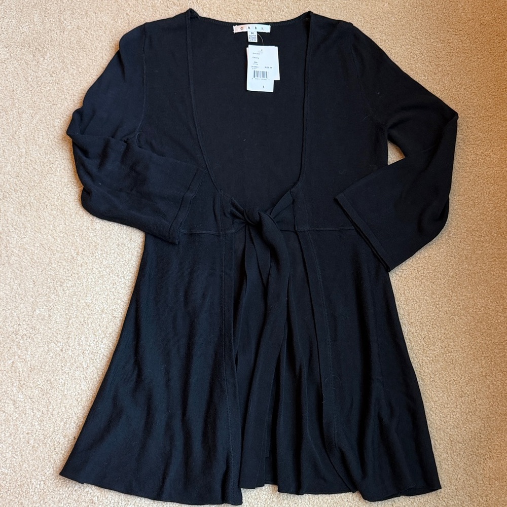 NWT CAbi Black Long Sleeve Front-tie Sweater